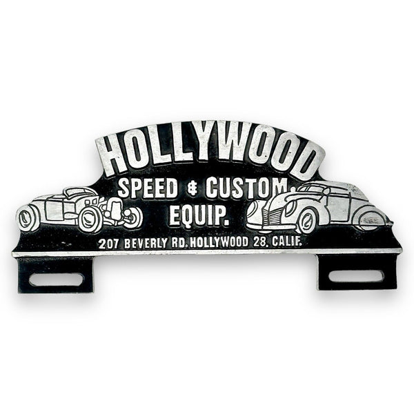 Hollywood Speed & Custom Equip. Car License Plate FOB Topper With Vintage Design