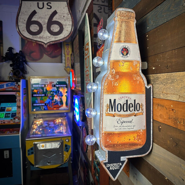 Modelo LED Sign Double Sided 25" Beer Bottle and Arrow Shaped Battery Operated