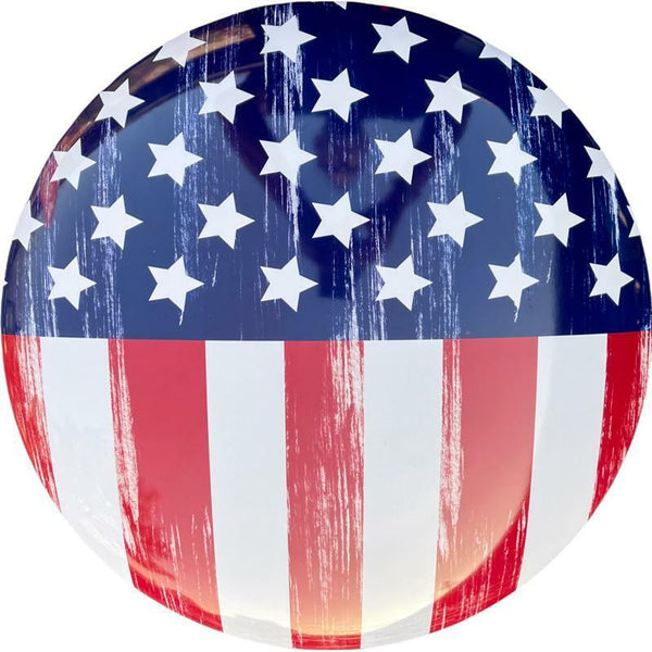 American Flag Dome Shaped Metal Sign for Bar, Garage, or Man Cave (15")