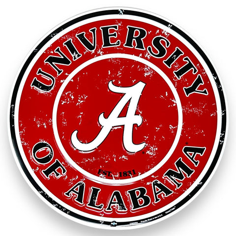 University Of Alabama Crimson Tide  12" Round Aluminum Sign Vintage Design