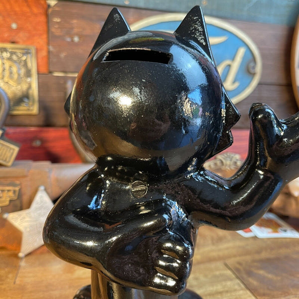 Felix The Cat Cast Iron Bank With Painted Finish, Decor Bookend