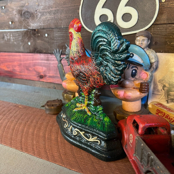 Rooster 7" Door Stop Cast Iron With Antique Finish