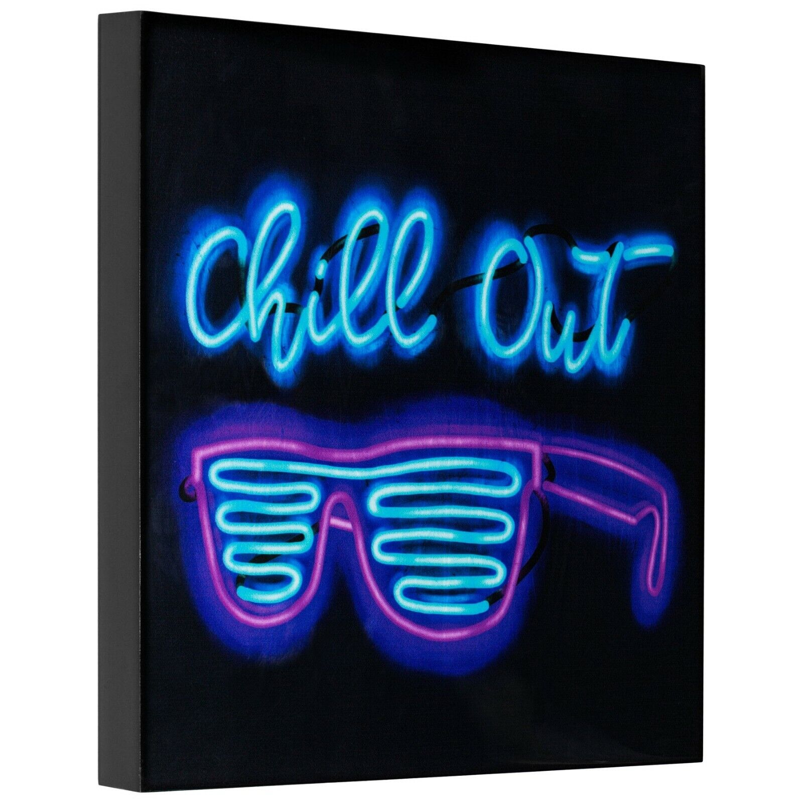 Chill Out Sunglasses Neon Laquered Boxtop Decor For Home, Garage, Man Cave