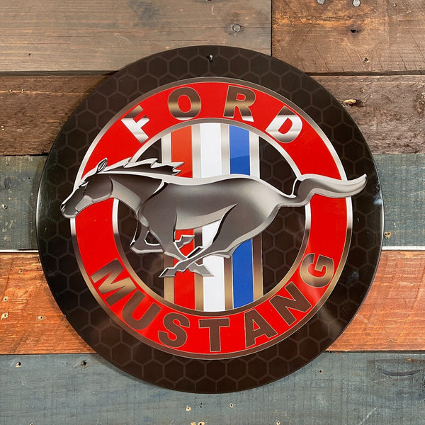 Ford Mustang 12" Round Tin Sign Classic Wall Decor For Garage or Man Cave