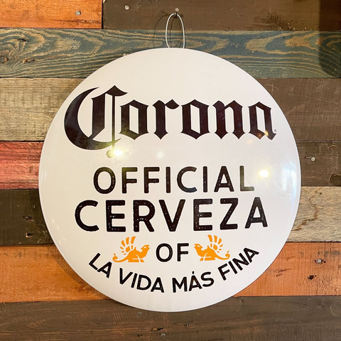 Corona Official Cerveza Of La Vida Mas Fina Round Dome Shaped 16" Metal Sign