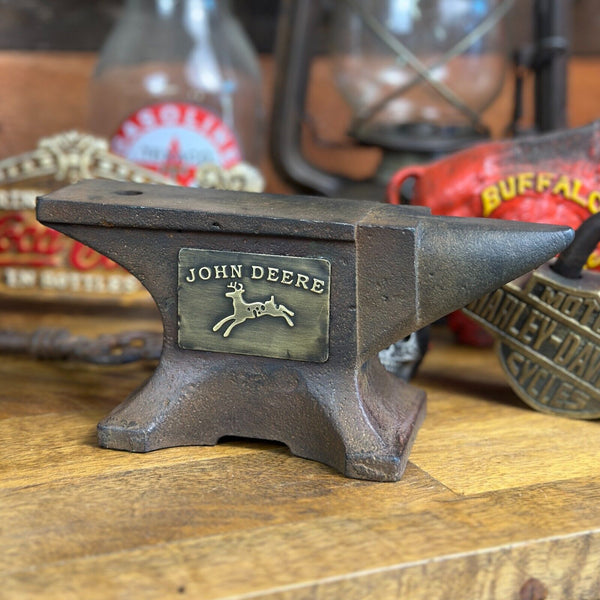 John Deere Cast Iron Anvil With Antique Vintage Finish and Stamped Maker's Mark