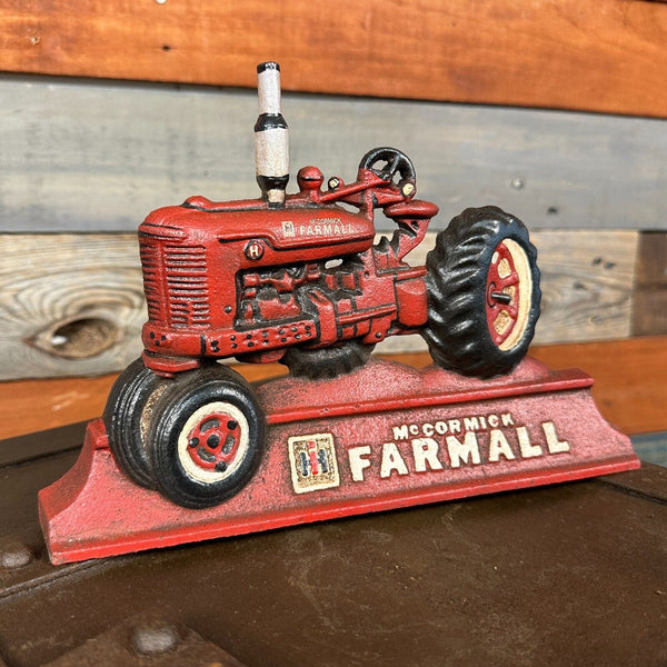 Farmall IH McCormick Tractor Door Stop Cast Iron With Antique Distressed Finish