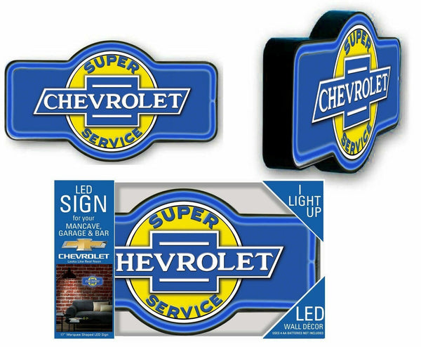 Chevrolet LED Neon Rope Light Sign, 17" Marquee Shape, Bar Garage Man Cave Decor