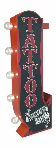 TATTOO Parlor Arrow Double Sided Metal Sign W/ LED Lights Man Cave Beer Bar Shop