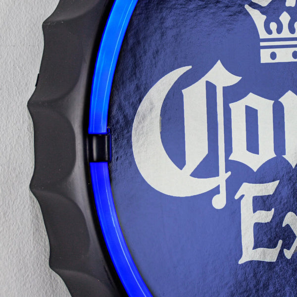 Corona Extra Neon LED Light Rope Bar Sign Bottle Cap Round Shaped Man Cave Decor