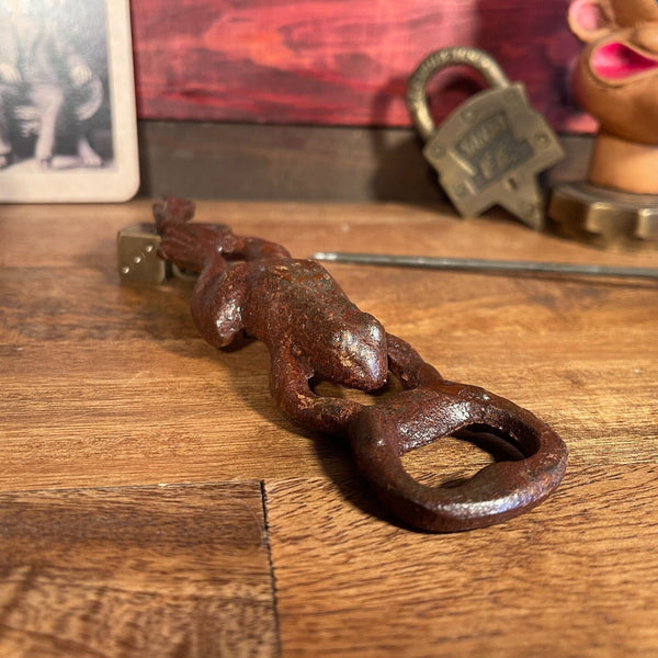 Frog Cast Iron Bottle Opener With Antique Finish