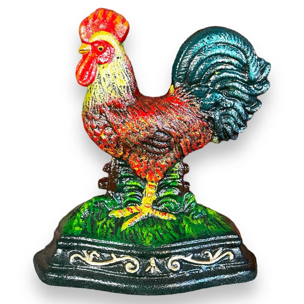 Rooster 7" Door Stop Cast Iron With Antique Finish