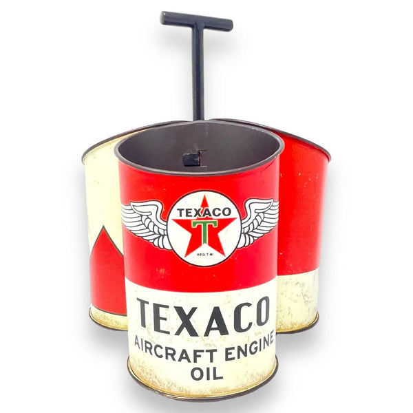 Texaco Oil Can Metal Caddy With Retro Vintage Inspired Design