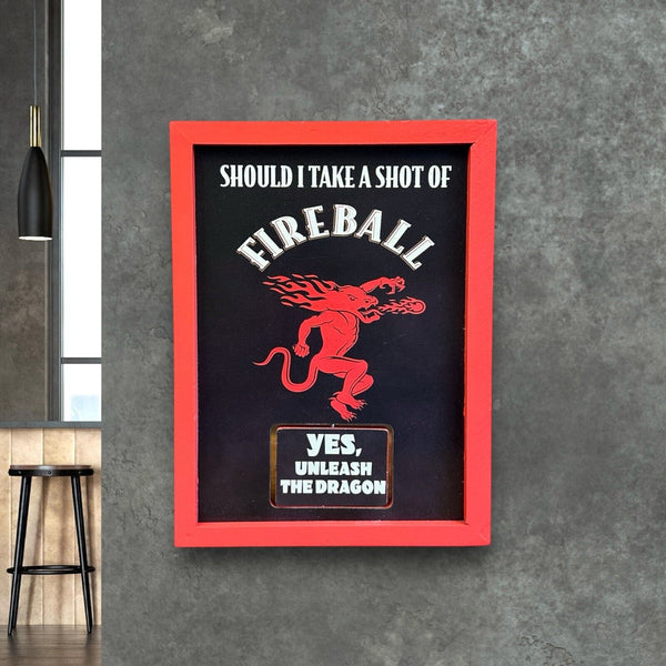 Fireball Whisky Spinner Wall Sign Game Unleash The Dragon Take A Shot