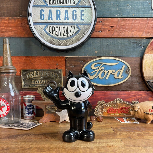 Felix The Cat Cast Iron Bank With Painted Finish, Decor Bookend