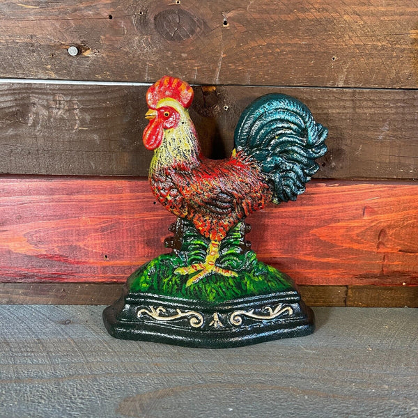 Rooster 7" Door Stop Cast Iron With Antique Finish