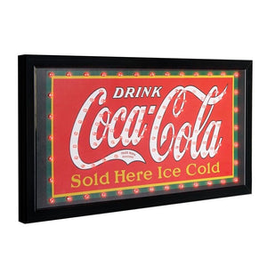 Coca-Cola Framed and Flashing Hanging LED Light Up Plug-In Marquee Sign