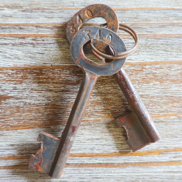 San Quentin Death Row 3" x 5" Cast Iron Working Lock & Keys Rusty Antique Finish