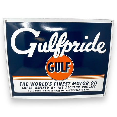 Gulf Motor Oil Gulf Pride Porcelain Enamel Sign Vintage Advertising