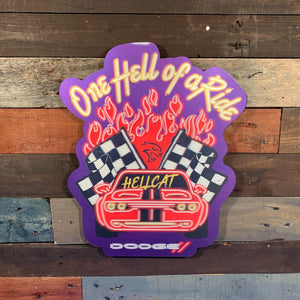 Dodge Hellcat One Hell Of A Ride Moving Lenticular 3-D Images Wall Bar Sign