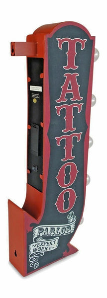 TATTOO Parlor Arrow Double Sided Metal Sign W/ LED Lights Man Cave Beer Bar Shop