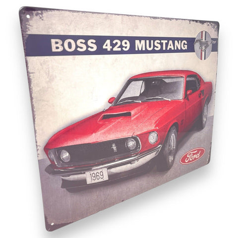 '69 Ford Mustang Boss 429 15" x 12" Tin Metal Sign W/ Reinforced Edges