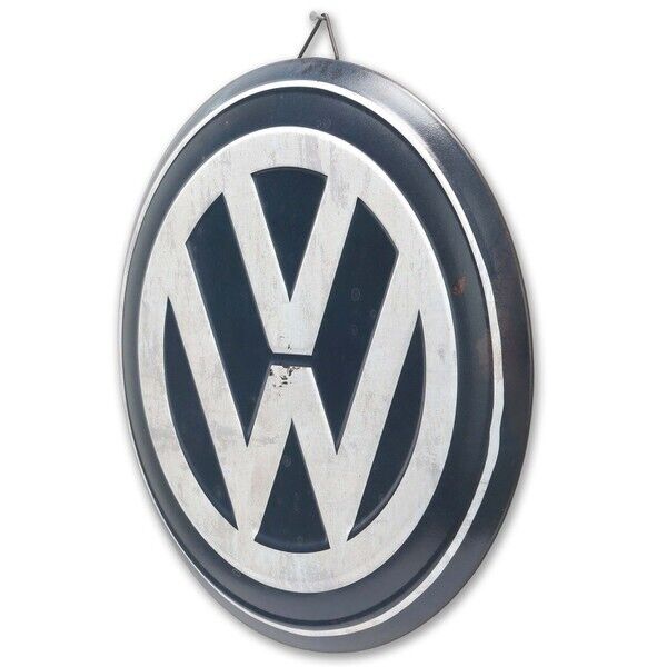 VW Volkswagen Round Metal Button Sign With Vintage Distressed Licensed Design