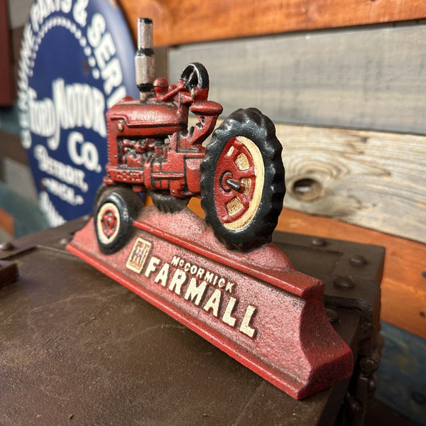 Farmall IH McCormick Tractor Door Stop Cast Iron With Antique Distressed Finish