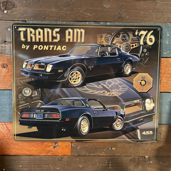 '76 Pontiac Firebird Trans Am 455 15" x 12" Tin Metal Sign W/ Hemmed Edges