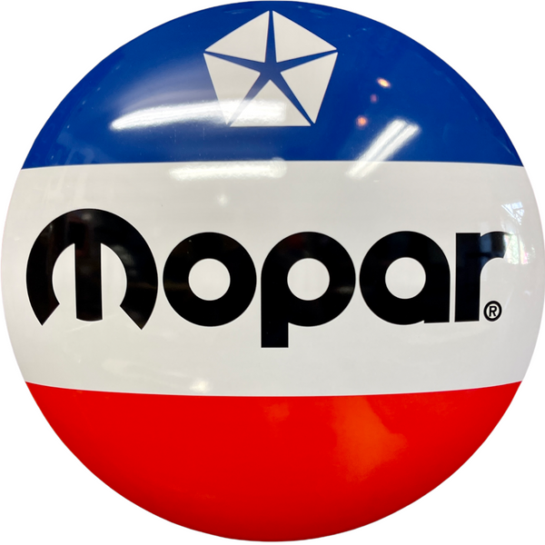 Mopar Shield Dome Sign, 15" Round Metal, Home Bar Man Cave Game Room Wall Decor