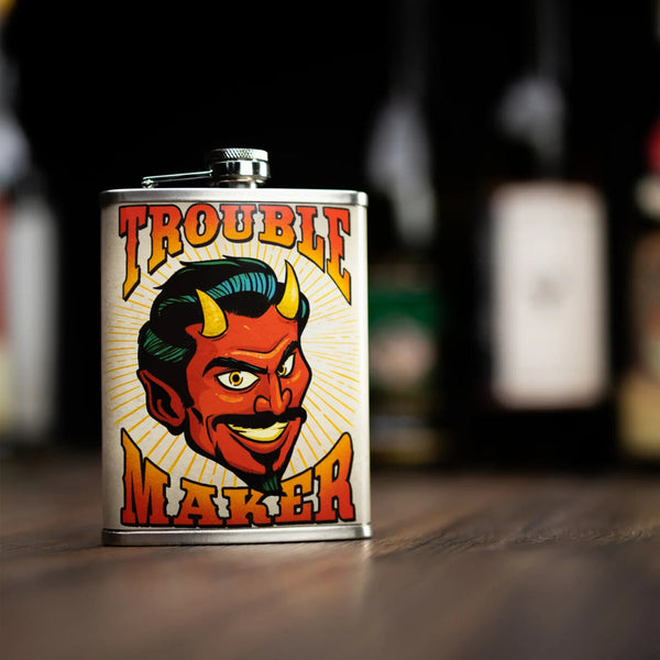 Trouble Maker Devil Stainless Steel 8 OZ Flask