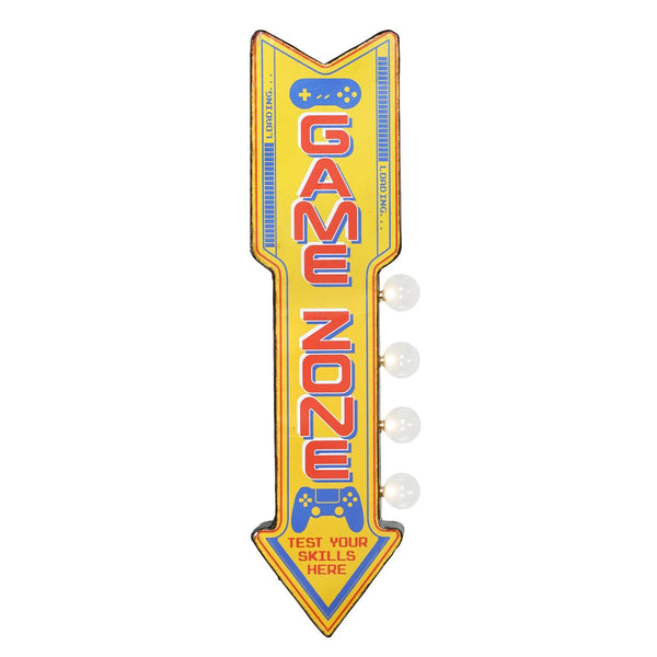 Game Zone Double Sided 25" LED Sign Retro Arcade & Vintage Arrow Shaped Design