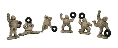 Michelin Man 6-Piece Figurine Set Cast Iron With Painted Antique Finish