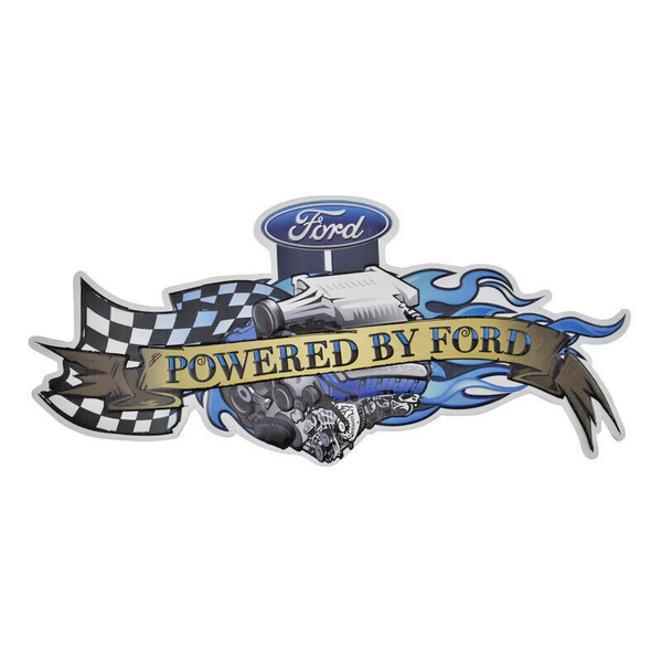 Ford Powered By Embossed & Shaped Metal Sign