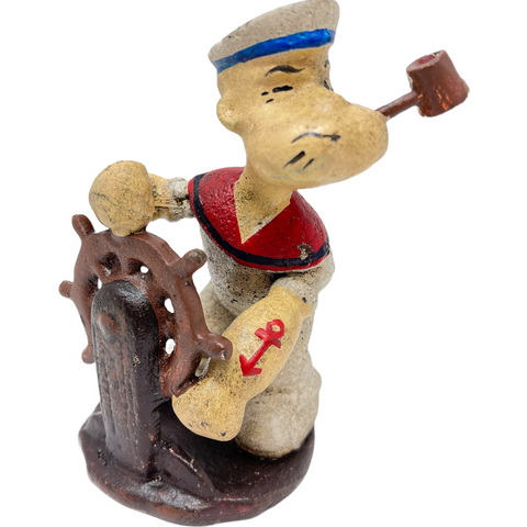 Popeye Sailing Figurine, Cast Iron With A Painted Antique Finish, Paperweight 