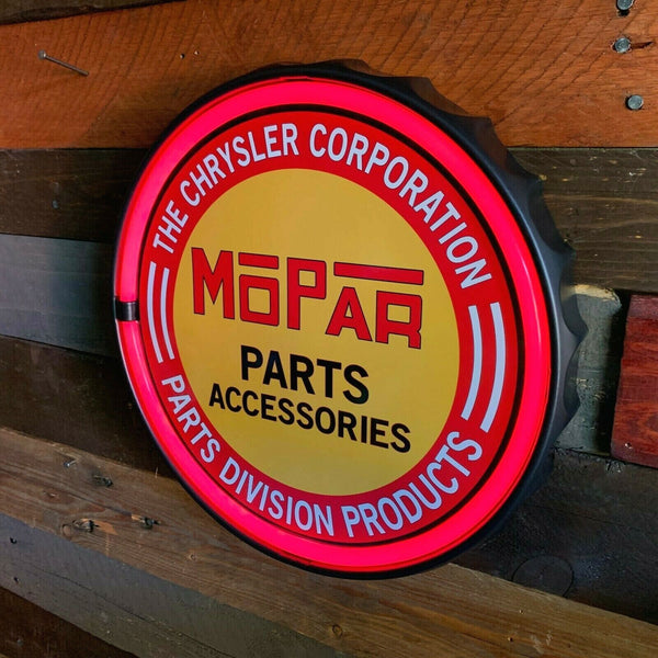 MoPar Parts Accessories LED Neon Light Rope Sign, Bottle Cap Shaped Bar Man Cave