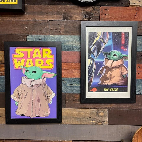 Star Wars Grogu & Mandalorian Framed Wall Art, Bundle of 2 Brand New Prints