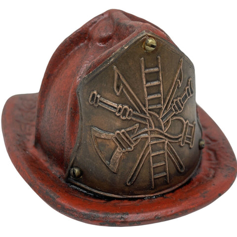 Fireman's Helmet Piggy Bank, Cast Iron With Antique Finish