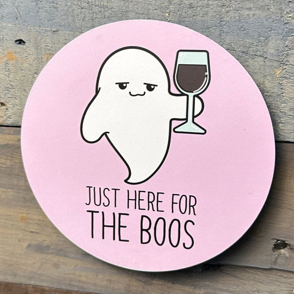 Just Here For The Boos "Pun-ny" Round Metal Sign Funny Pun Home Office Decor