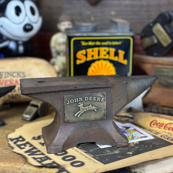 John Deere Cast Iron Anvil With Antique Vintage Finish and Stamped Maker's Mark