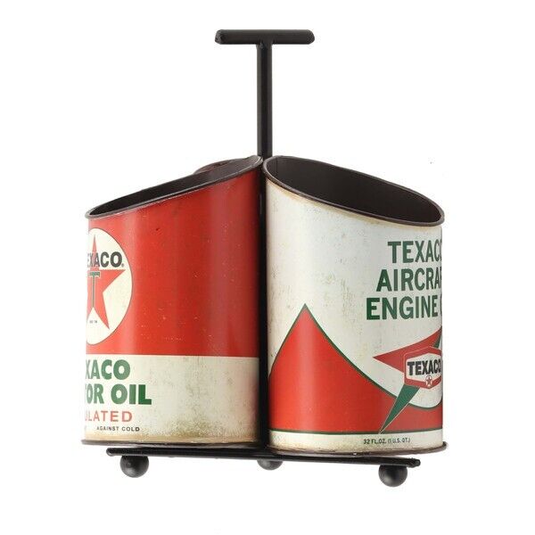 Texaco Oil Can Metal Caddy With Retro Vintage Inspired Design