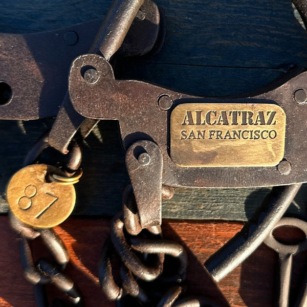 Alcatraz Prison Handcuffs, Iron Adjustable Cuffs with Chain & Antique Finish