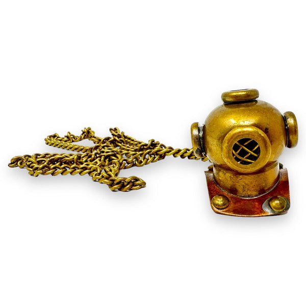 Diver's Helmet Necklace Quality Solid Brass Chain With Antique Finish