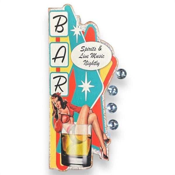 Bar Pin-Up Girl LED Sign Double Sided Metal 24" Vintage Retro Marquee Design