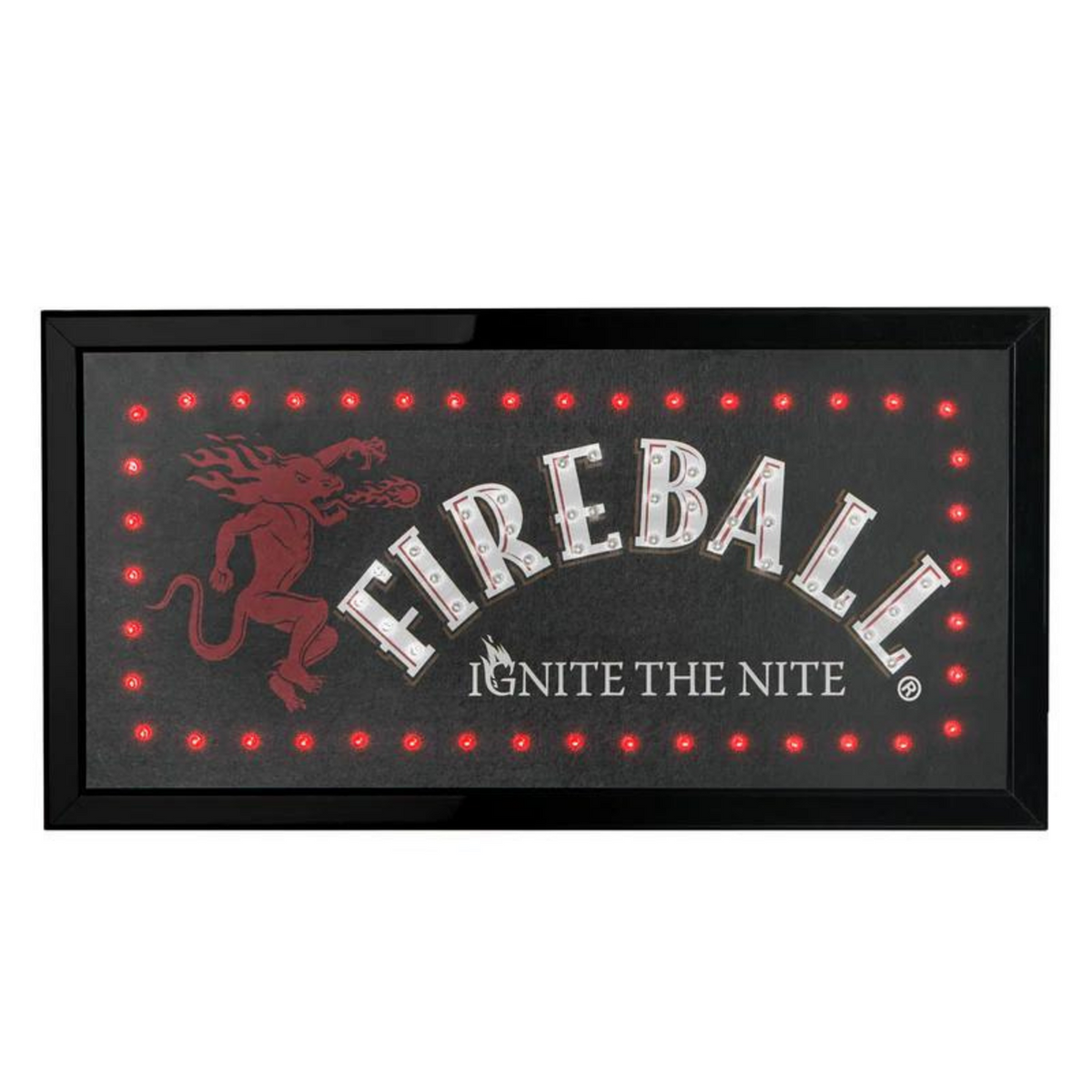 Fireball Framed & Flashing Hanging LED Sign, Bar Man Cave Game Room Wa ...