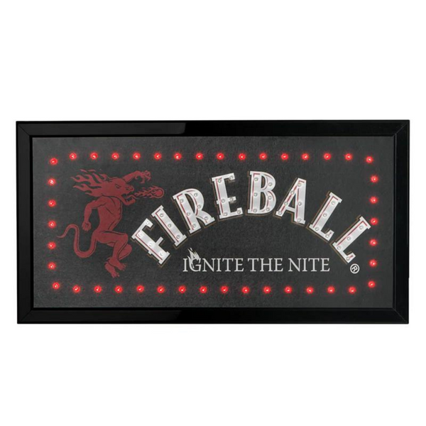 Fireball Framed & Flashing Hanging LED Sign, Bar Man Cave Game Room Wall Decor