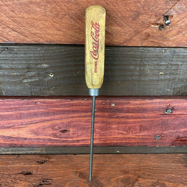 Coca Cola Advertising Ice Pick, Wood Handle, Antique Finish