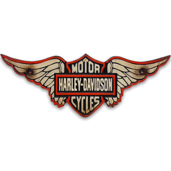 HD Motorcycles Wings Solid Cast Iron Plaque Sign, Bar Game Room Man Cave Decor