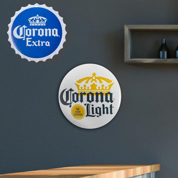 Corona Light Beer - Round Dome 15" Metal Sign - Man Cave Decor 