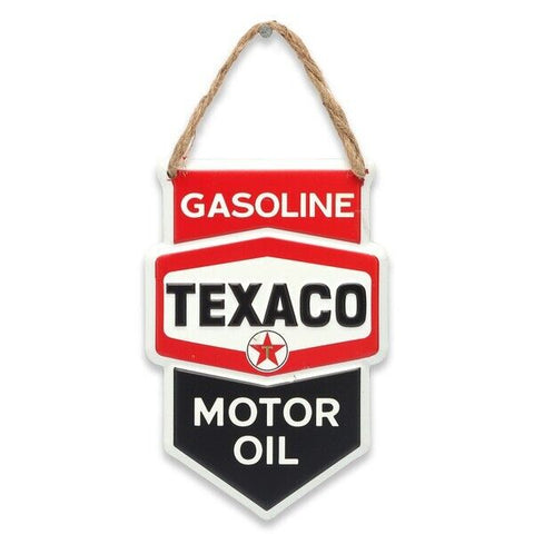 Texaco Motor Oil Gasoline Shield Hanging Metal Sign